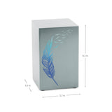 Cascade Pewter Cremation Urn with Blue Take Flight Feather
