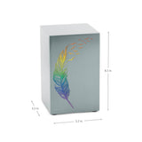 Cascade Pewter Cremation Urn with Rainbow Take Flight Feather