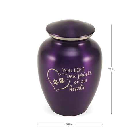 Classic Expressions: "You Left Paw Prints" Purple Pet Urn in Small