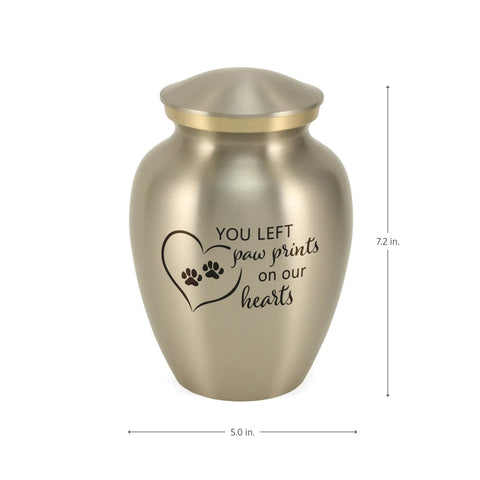 Classic Expressions: "You Left Paw Prints" Pewter Pet Urn in Small