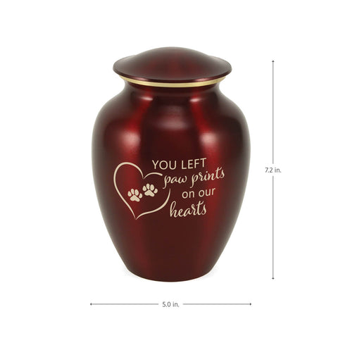 Classic Expressions: "You Left Paw Prints" Ruby Pet Urn In Small