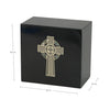 Keystone Black Marble Cremation Urn With Celtic Cross + Opulent Blue Inlay