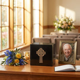 Keystone Black Marble Cremation Urn With Celtic Cross