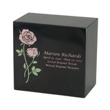 Keystone Black Marble Cremation Urn With Pink Roses