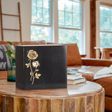 Keystone Black Marble Cremation Urn With Roses + Precious Pink Inlay