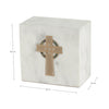 Keystone White Marble Cremation Urn With Gold Celtic Cross + Opulent Blue Inlay