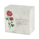 Keystone White Marble Cremation Urn With Red Roses