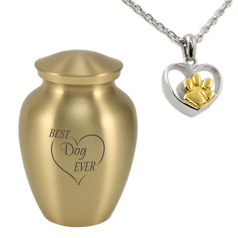 'Best Dog Ever' Bronze Pet Urn Bundle