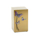 Bronze cremation urn with purple butterfly and two smaller butterflies