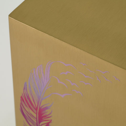 Cascade Bronze Cremation Urn With Red Take Flight Feather