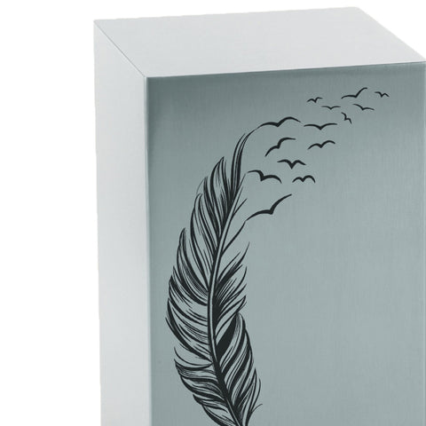Cascade Pewter Cremation Urn with Black Take Flight Feather