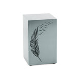 Cascade Pewter Cremation Urn with Black Take Flight Feather