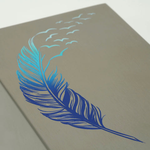 Cascade Pewter Cremation Urn with Blue Take Flight Feather