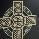 Keystone Black Marble Cremation Urn With Celtic Cross + Opulent Blue Inlay