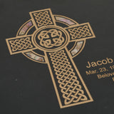 Keystone Black Marble Cremation Urn With Celtic Cross + Precious Pink Inlay