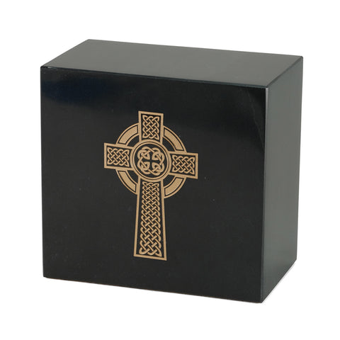 Keystone Black Marble Cremation Urn With Celtic Cross