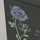 Keystone Black Marble Cremation Urn With Roses + Opulent Blue Inlay