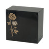 Keystone Black Marble Cremation Urn With Roses + Precious Pink Inlay