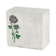 Keystone Natural White Marble Cremation urn with Roses and Opulent blue inlay main image.