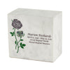 Keystone White Marble Cremation Urn With Roses + Blue Paua Inlay