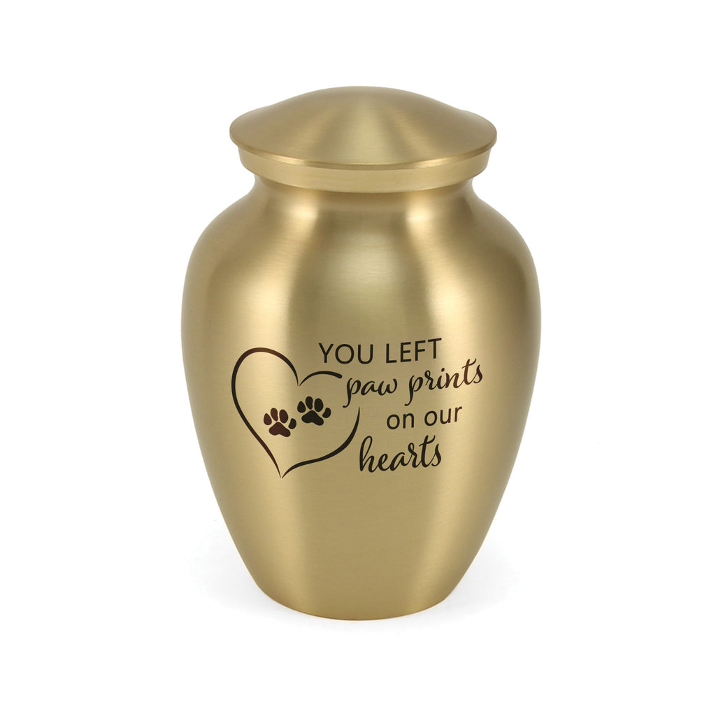 Classic Expressions: "You Left Paw Prints" Bronze Pet Urn In Extra Small