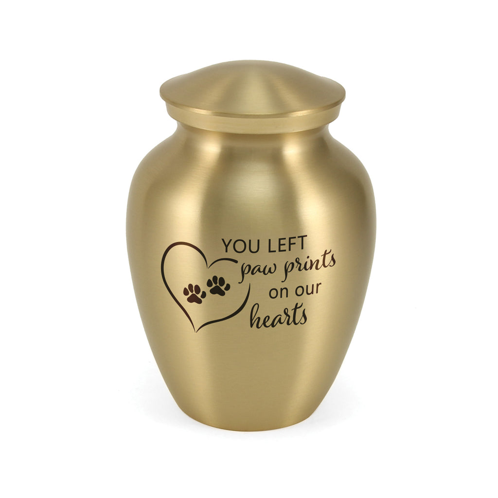 Classic Expressions: "You Left Paw Prints" Bronze Pet Urn In Petite