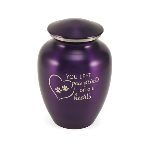 Classic Expressions: "You Left Paw Prints" Purple Pet Urn in Small