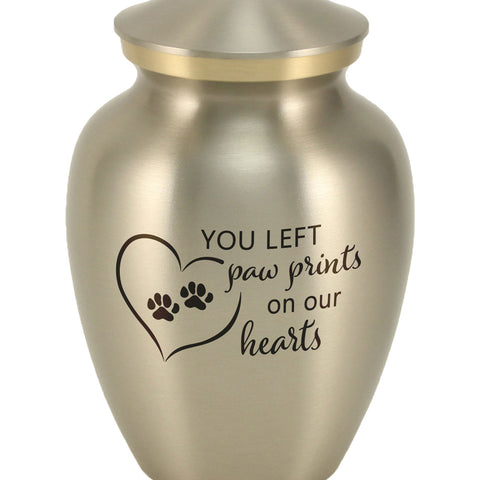 Classic Expressions: "You Left Paw Prints" Pewter Pet Urn In Extra Small