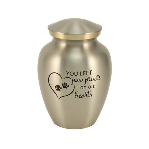 Classic Expressions: "You Left Paw Prints" Pewter Pet Urn In Petite