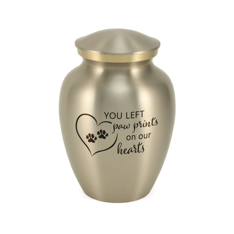 Classic Expressions: "You Left Paw Prints" Pewter Pet Urn in Small