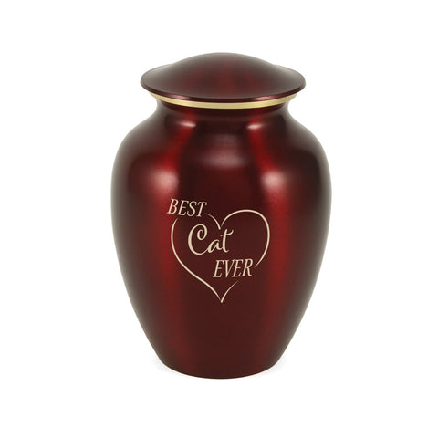 Classic Expressions: "Best Cat Ever" Ruby Pet Urn In Small