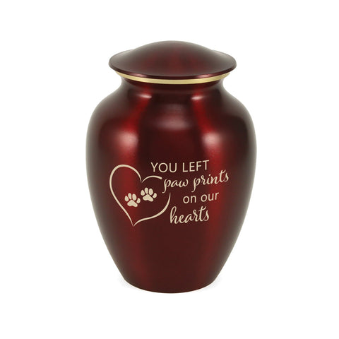 Classic Expressions: "You Left Paw Prints" Ruby Pet Urn In Extra Small