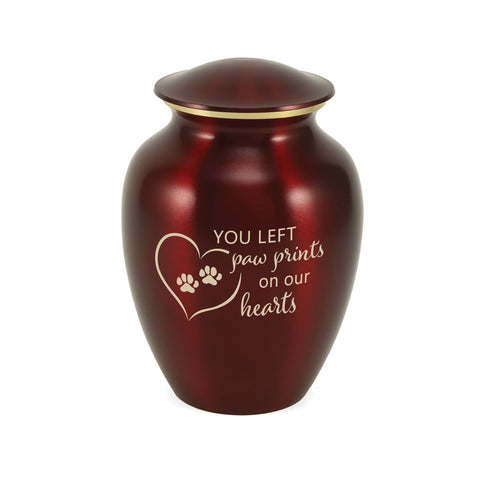 Classic Expressions: "You Left Paw Prints" Ruby Pet Urn In Small