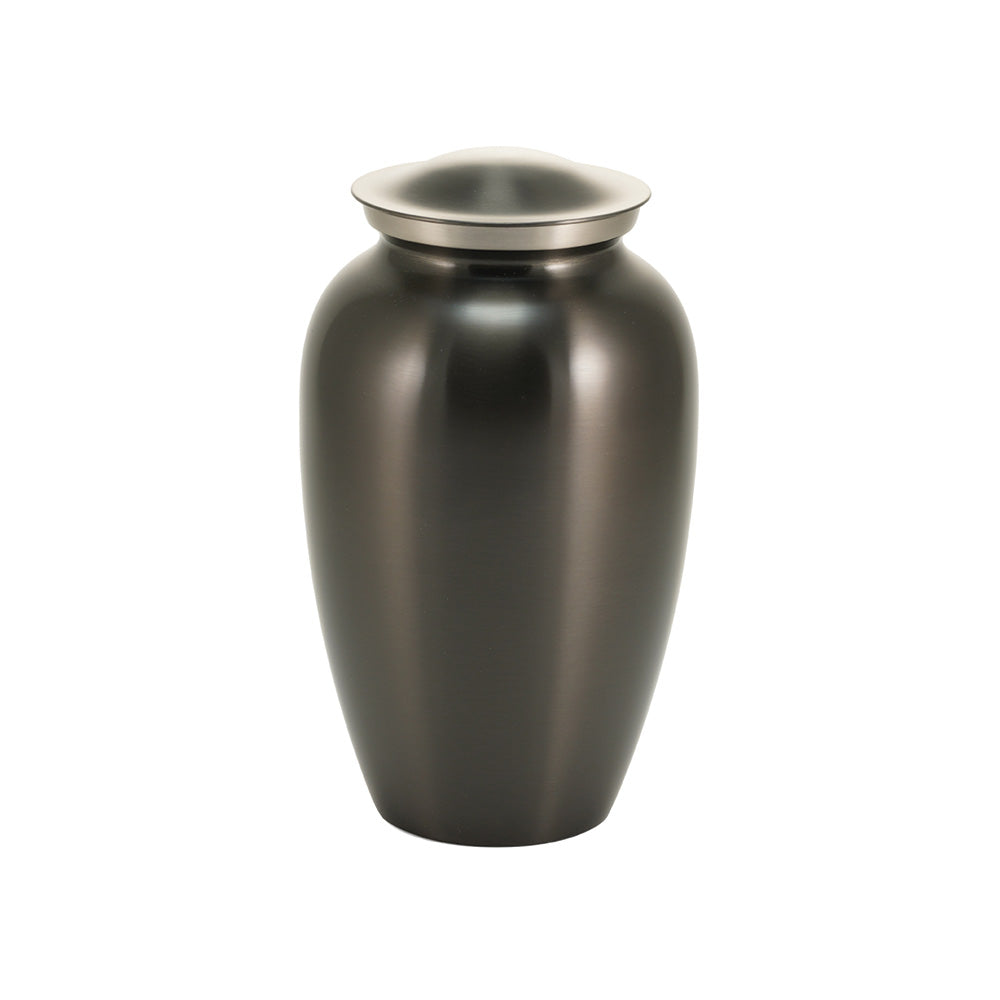 Classic slate metal cremation urn main image.