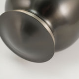 Classic slate metal cremation urn detail image.