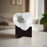 Teddy Bear Cremation Heart Urn For Infant In White