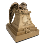 Bronze painted weeping angel statue urn for cremation ashes, styled after William Wetmore Story's Angel of Grief alternate image.