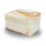 Natural marble cremation box urn in cream with golden veining main image.