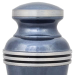 Light Blue Banded Small Keepsake Urn for Ashes
