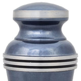 Light Blue Banded Small Keepsake Urn for Ashes