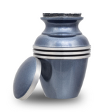 Light Blue Banded Small Urn With Lid