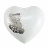 Teddy Bear Cremation Heart Urn For Infant In White