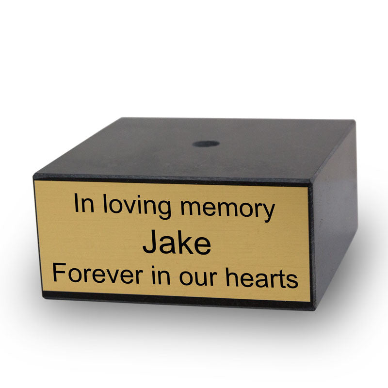 Medium Black Genuine Marble Base with Gold Plate Engraving