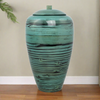 Tall Bamboo Cremation Urn in Black Lined Blue