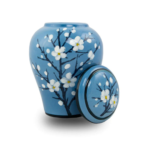 Hand Painted Ceramic Cremation Urn - Plum Blossom