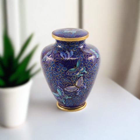 Nouveau Butterfly Cloisonne Urn - Extra Small