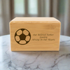 Bamboo Cremation Box with Soccer Ball Design