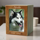 Natural MDF Pet Photo Urn in Small