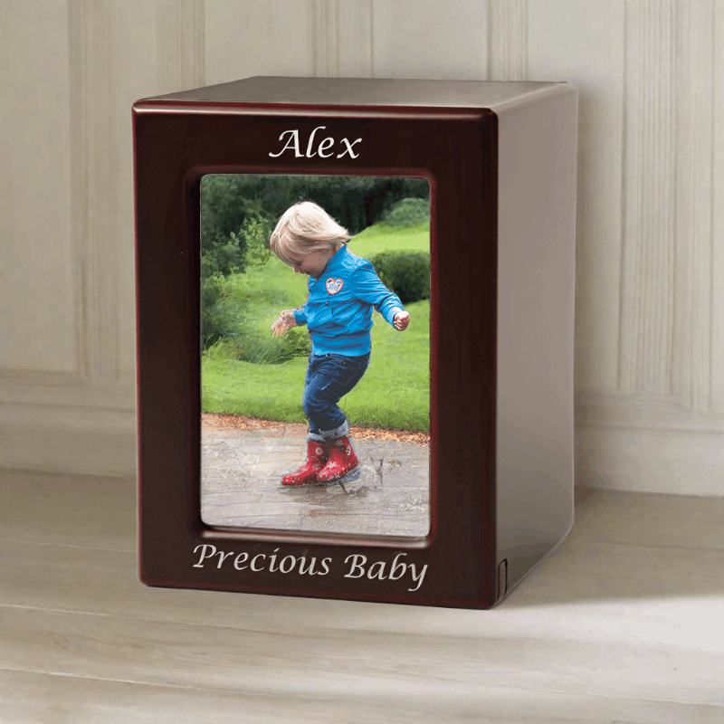 Cherry MDF Child Cremation Photo Urn
