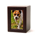 Wood photo urn with cherry veneer finish for pet main image.
